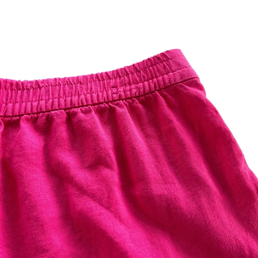J.Crew Women’s Sm. Pink Linen Blend Drawstring Shorts Nautical Beach Girly AX922